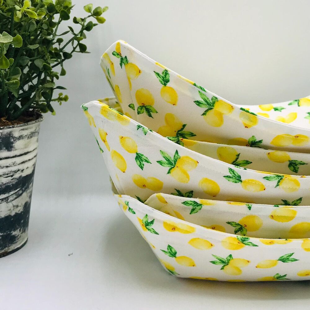Microwave Takeout Container Cozy: Reversible, Cheerful Yellow Lemon Print - Picture 4 of 4